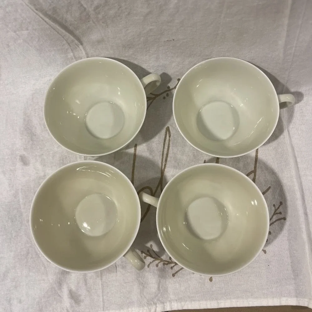 Vintage Nunome China Japan Tea Cups Set 4 Ivory Crackle Glaze Ceramic 4.25